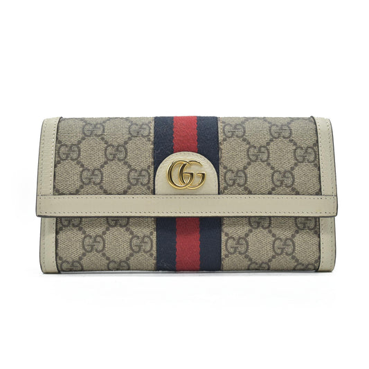 Gucci Ophidia GG Continental Long Wallet Red Khaki Navy blue CONSIGNMENT