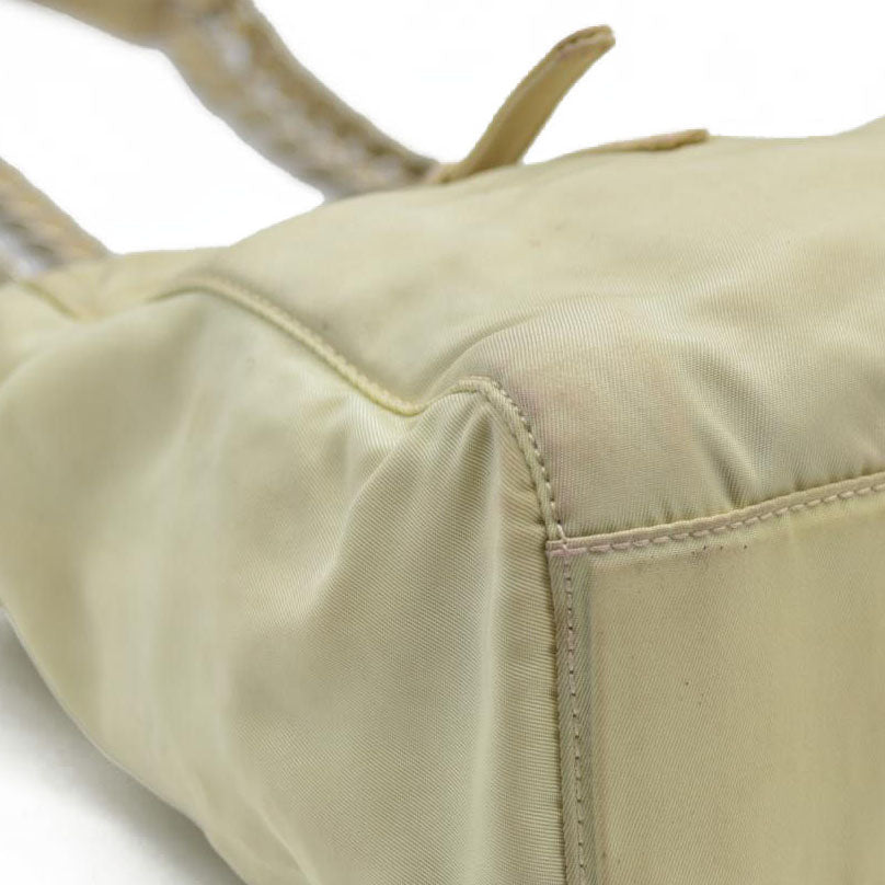 $2520 CONSIGNMENT PRADA Chain Shoulder Bag Nylon Beige