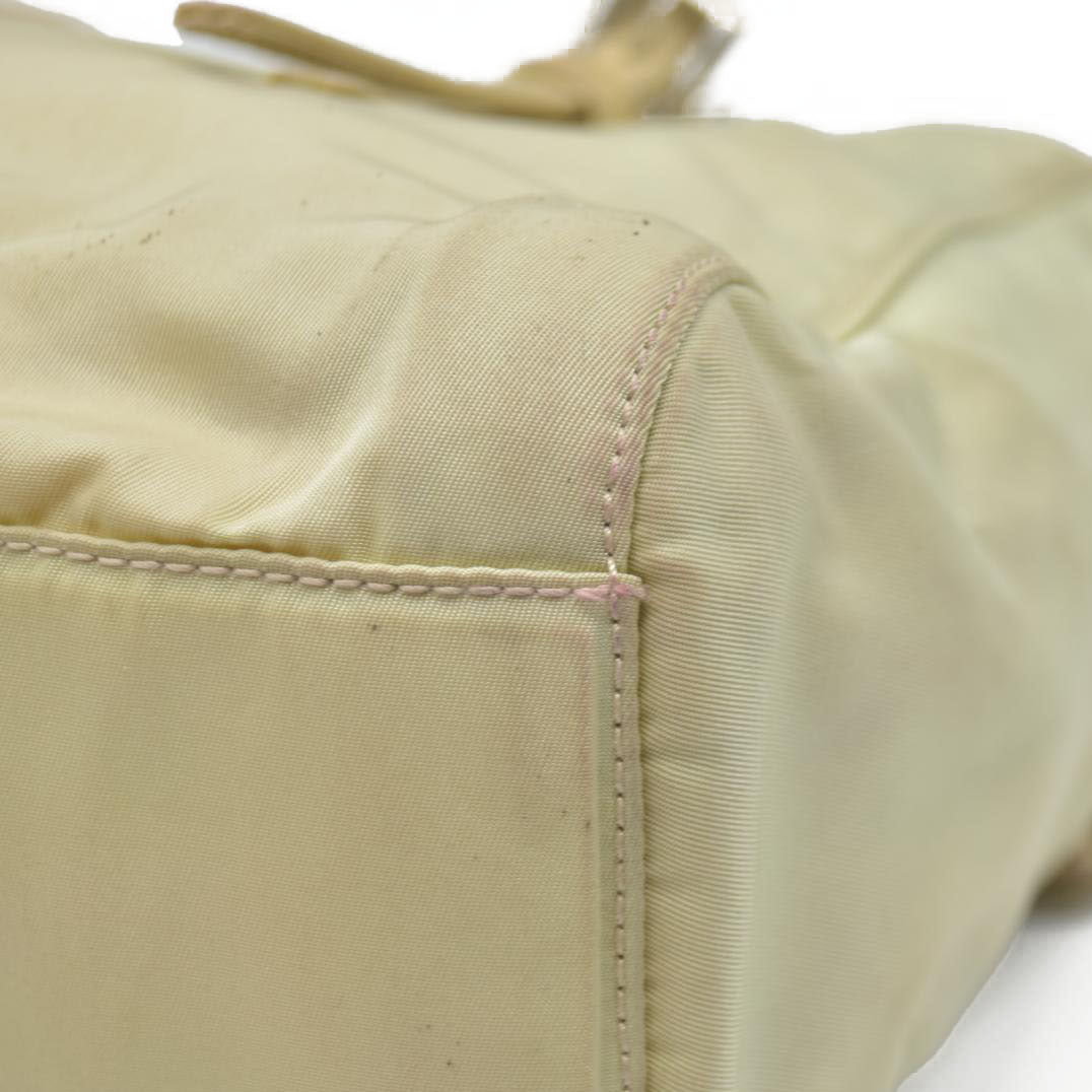 $2520 CONSIGNMENT PRADA Chain Shoulder Bag Nylon Beige