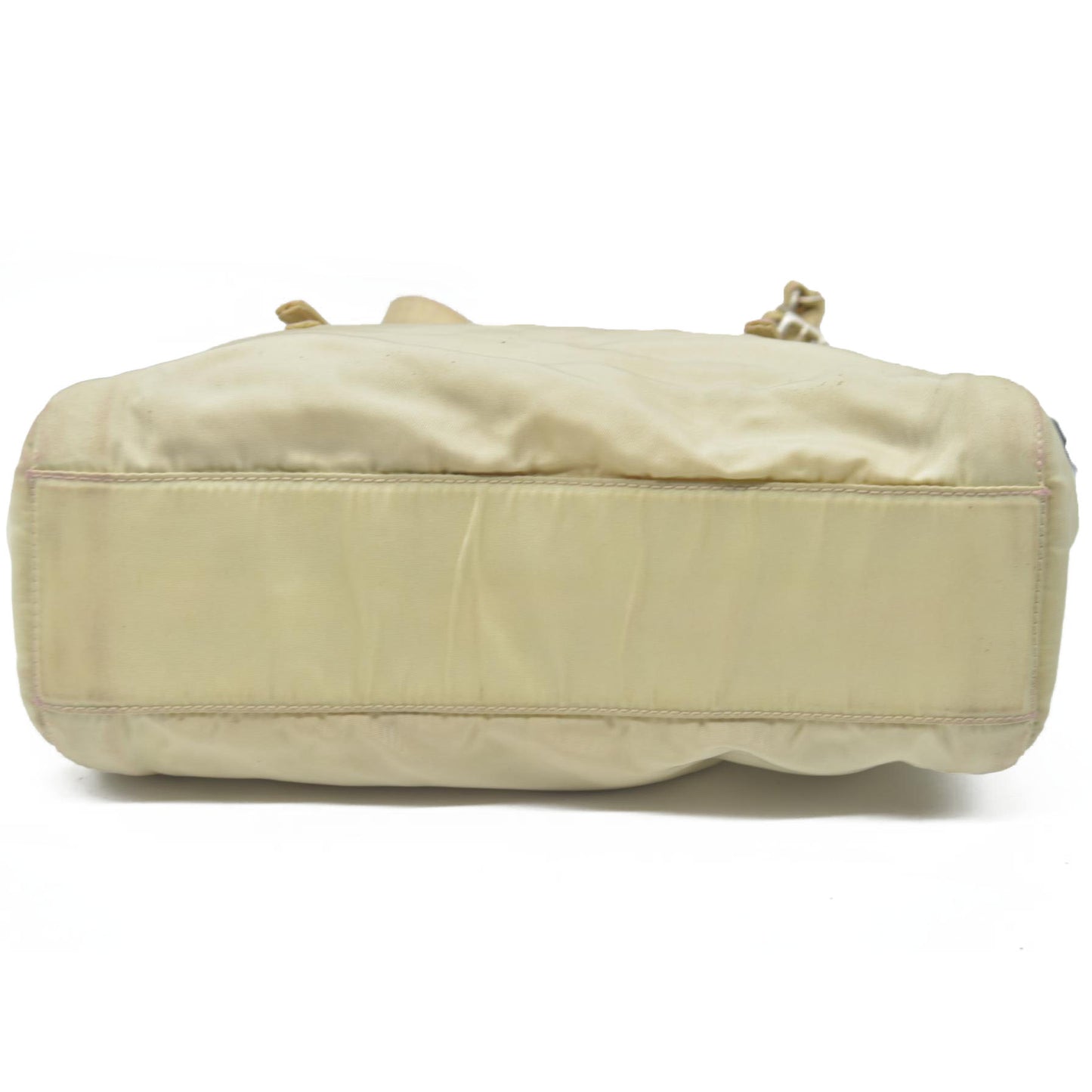 $2520 CONSIGNMENT PRADA Chain Shoulder Bag Nylon Beige