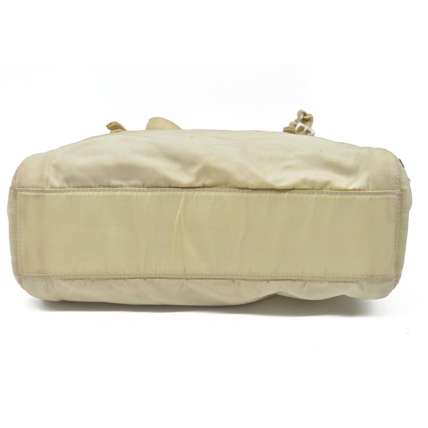 $2520 CONSIGNMENT PRADA Chain Shoulder Bag Nylon Beige