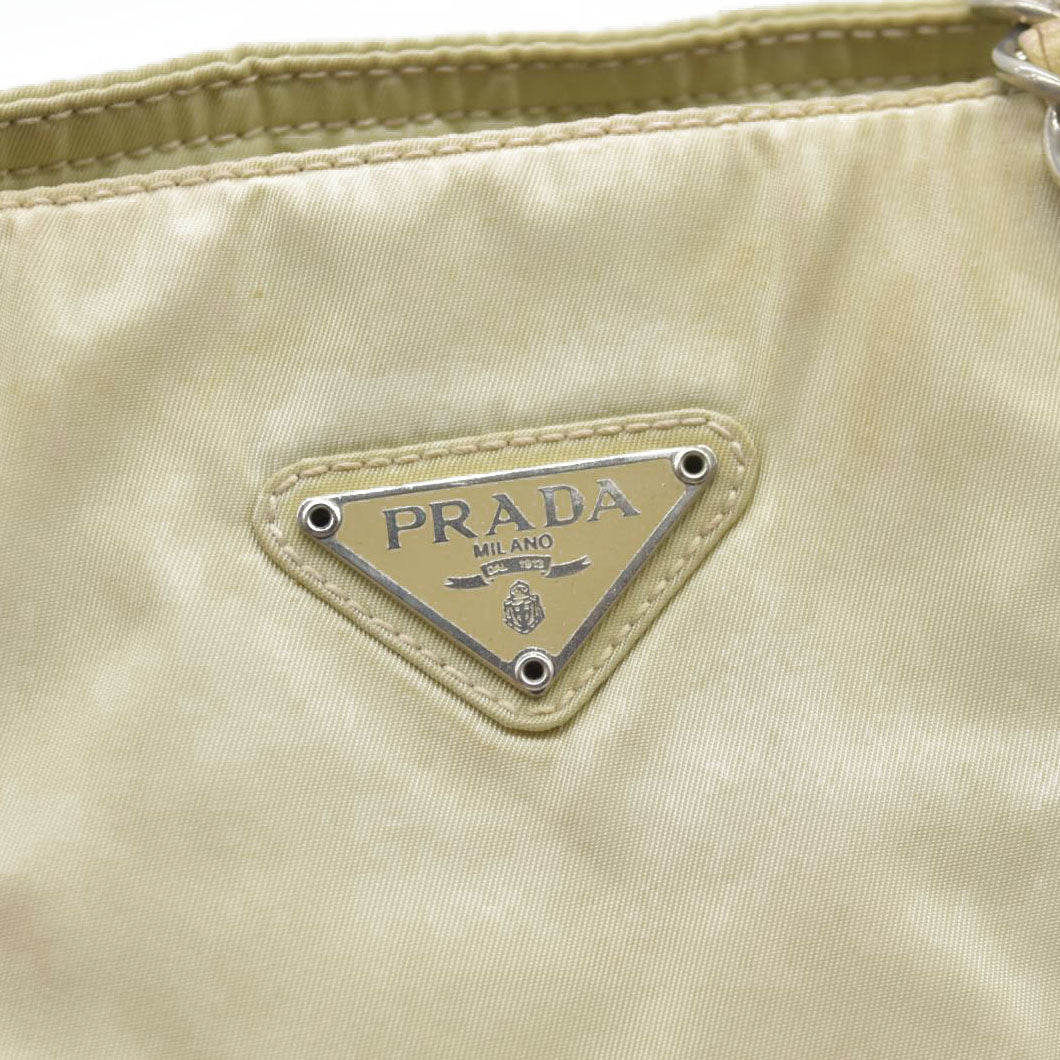 $2520 CONSIGNMENT PRADA Chain Shoulder Bag Nylon Beige