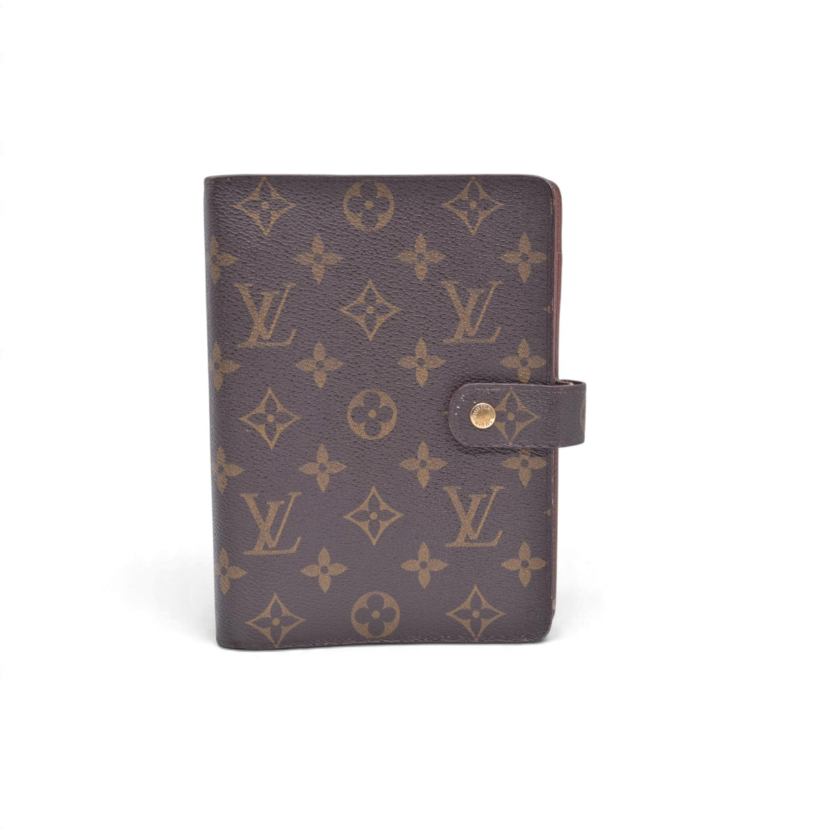 $715 1997 LOUIS VUITTON Monogram Agenda MM Medium Ring Planner Cover Brown SP0947 10021367