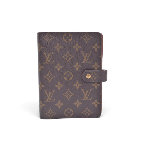 $715 1997 LOUIS VUITTON Monogram Agenda MM Medium Ring Planner Cover Brown SP0947 10021367