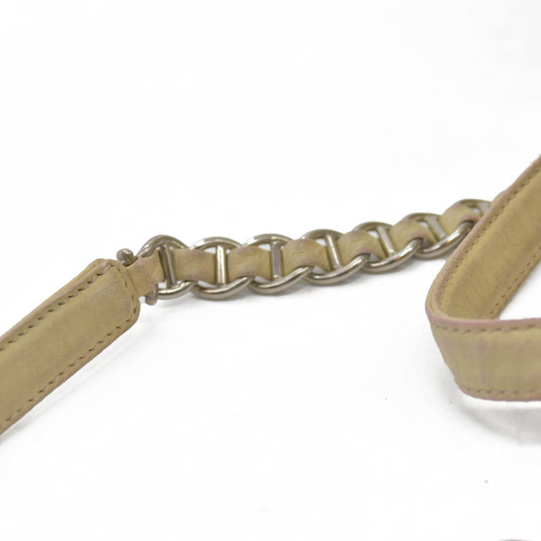 $2520 CONSIGNMENT PRADA Chain Shoulder Bag Nylon Beige