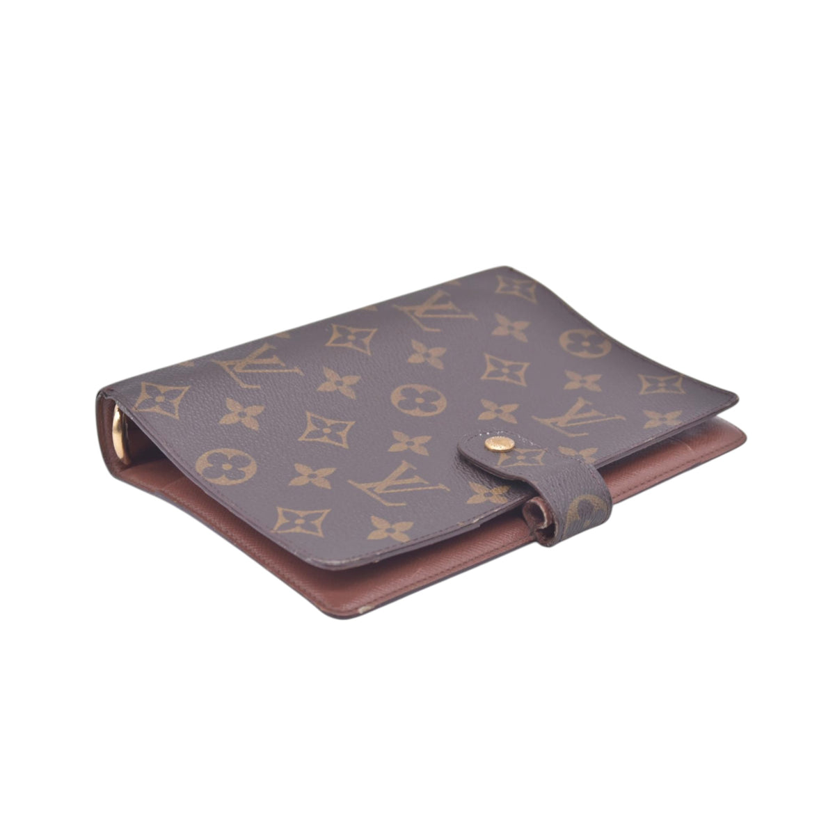 $715 1997 LOUIS VUITTON Monogram Agenda MM Medium Ring Planner Cover Brown SP0947 10021367