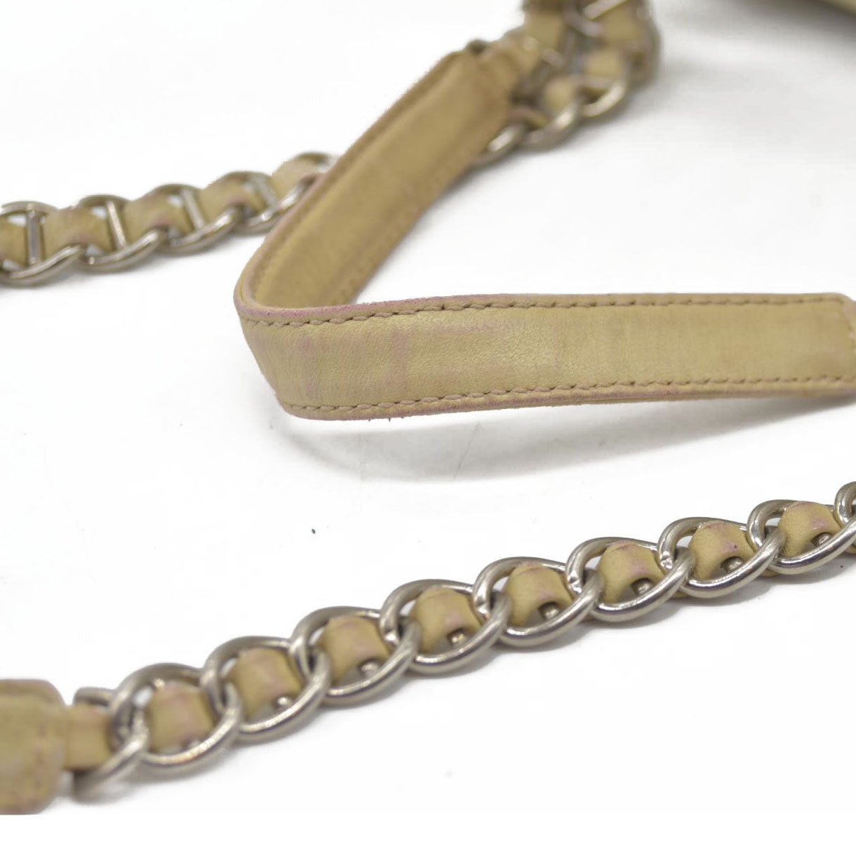 $2520 CONSIGNMENT PRADA Chain Shoulder Bag Nylon Beige