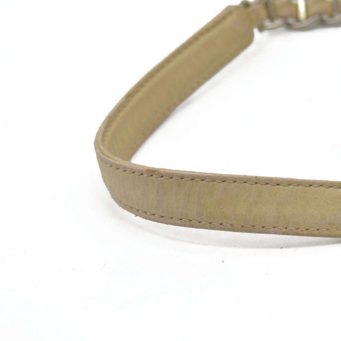 $2520 CONSIGNMENT PRADA Chain Shoulder Bag Nylon Beige