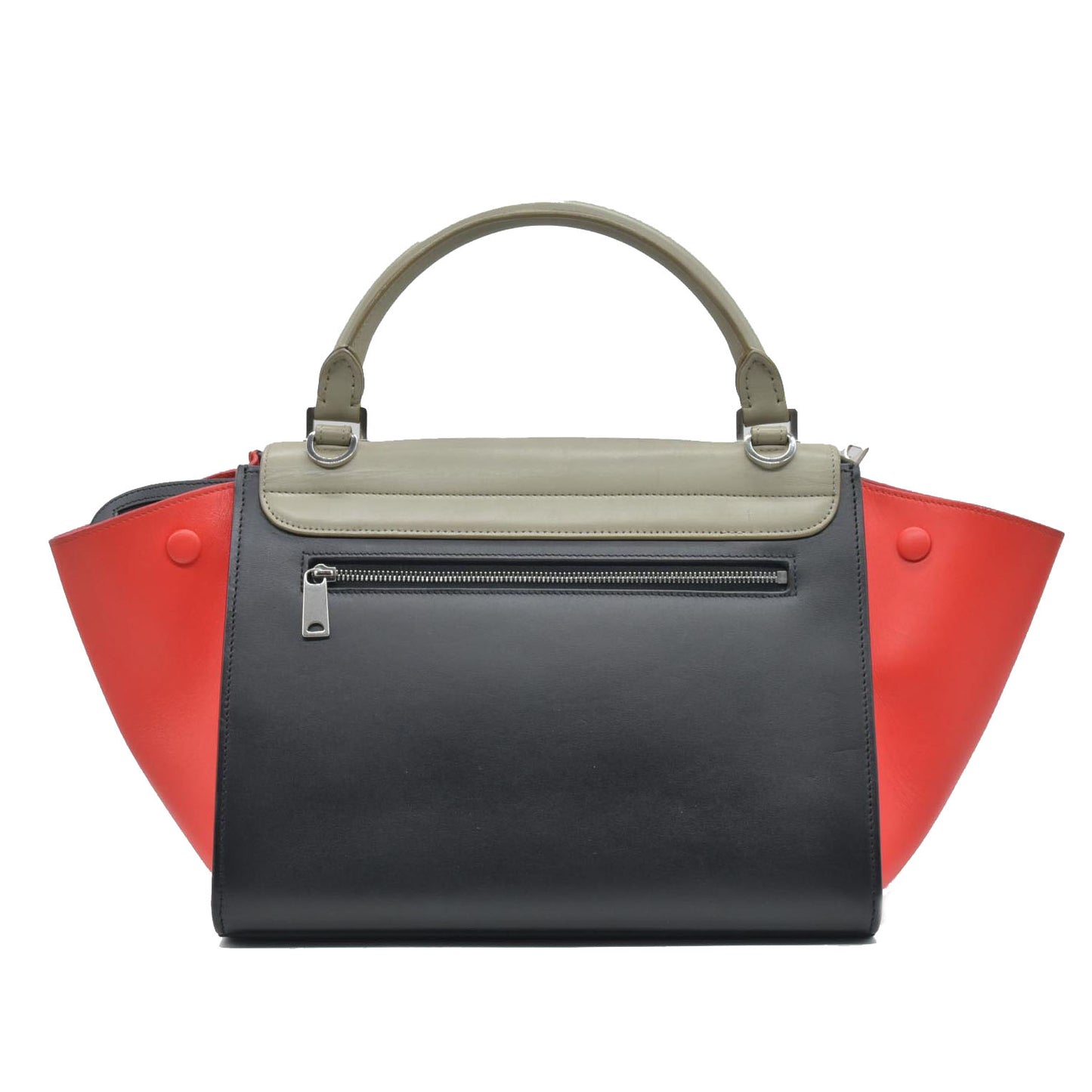 $2950 Celine Smooth Calfskin Small Tri-Color Trapeze Taupe