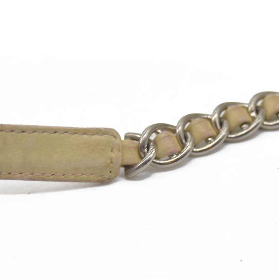 $2520 CONSIGNMENT PRADA Chain Shoulder Bag Nylon Beige