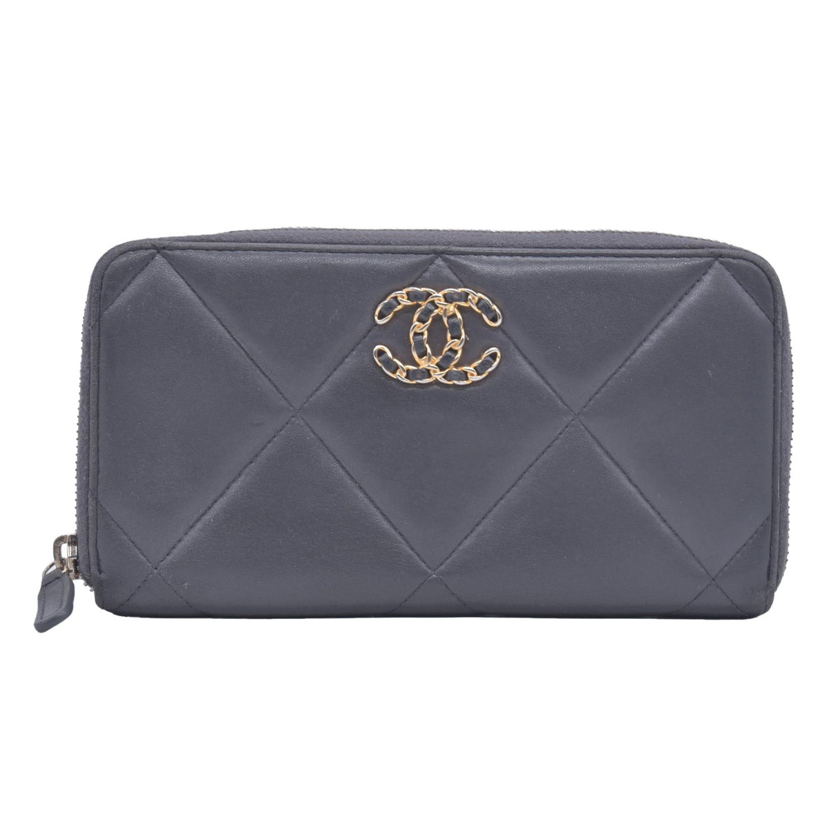 $1550 2021 Chanel Quilted 19 Long Zipped Around Wallet