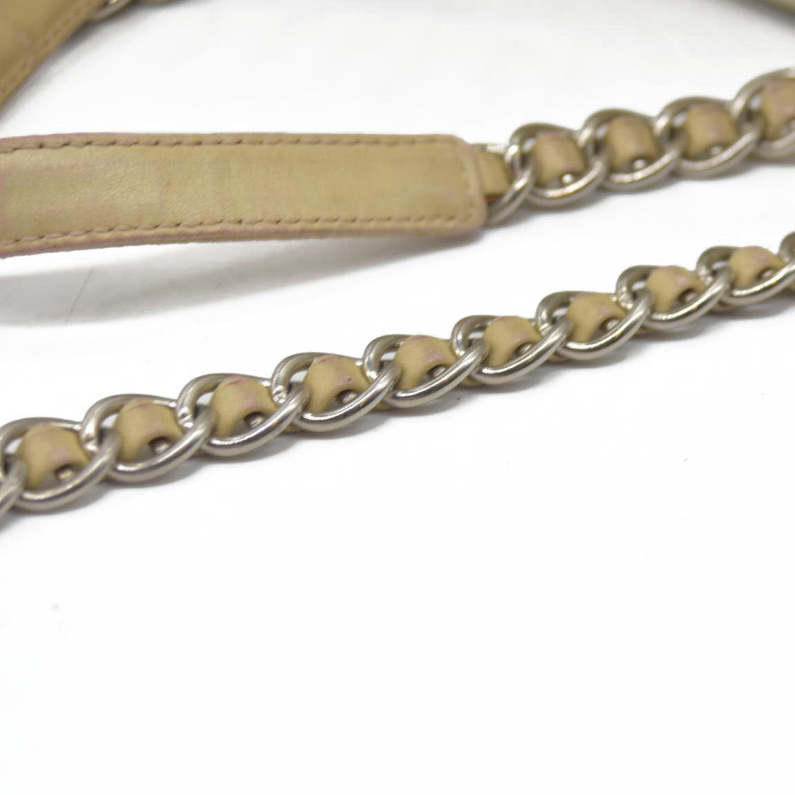 $2520 CONSIGNMENT PRADA Chain Shoulder Bag Nylon Beige