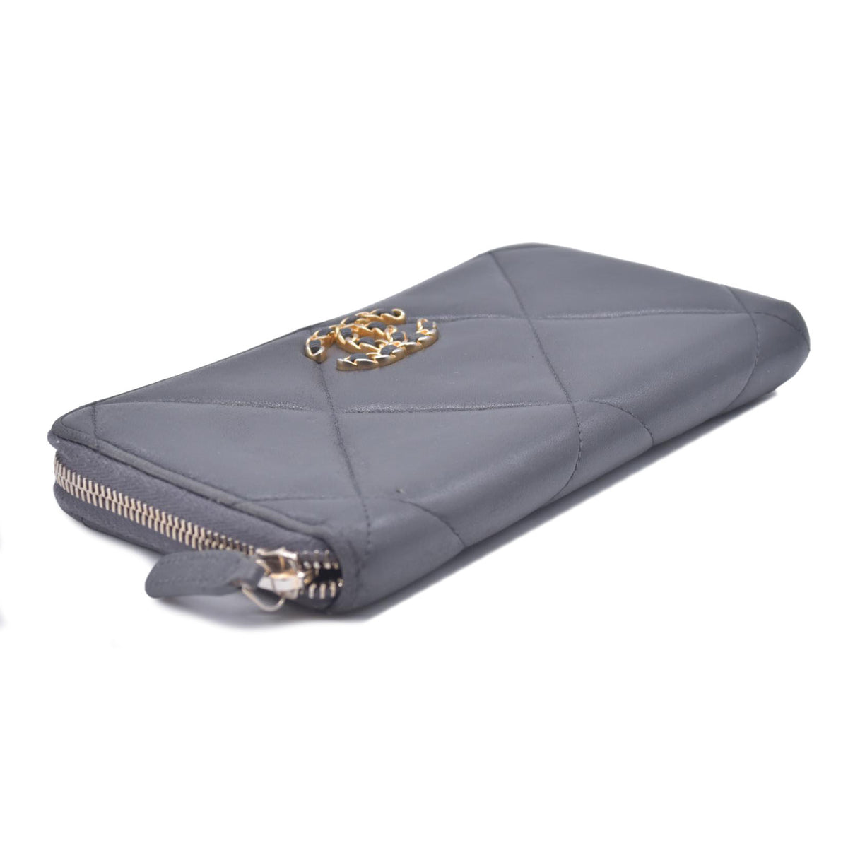 $1550 2021 Chanel Quilted 19 Long Zipped Around Wallet
