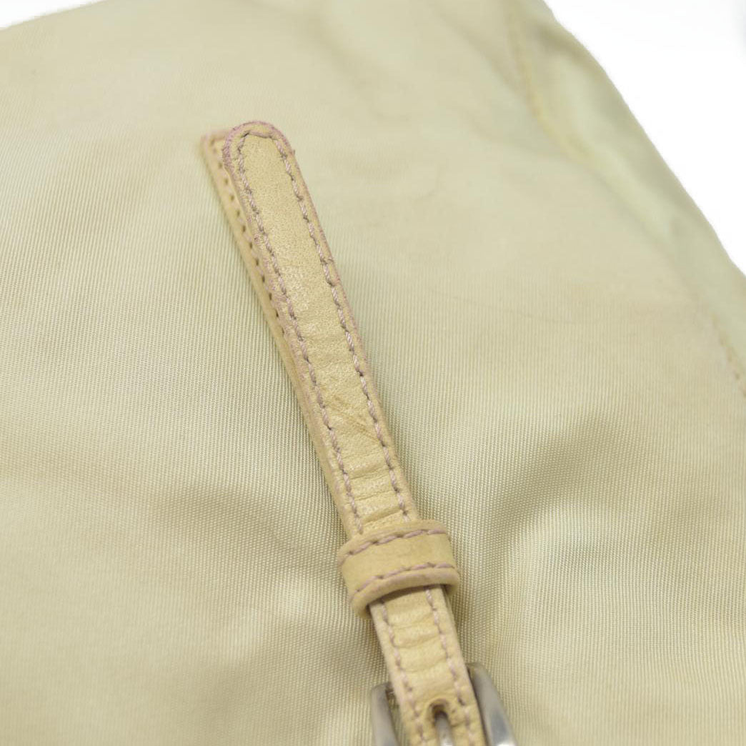 $2520 CONSIGNMENT PRADA Chain Shoulder Bag Nylon Beige