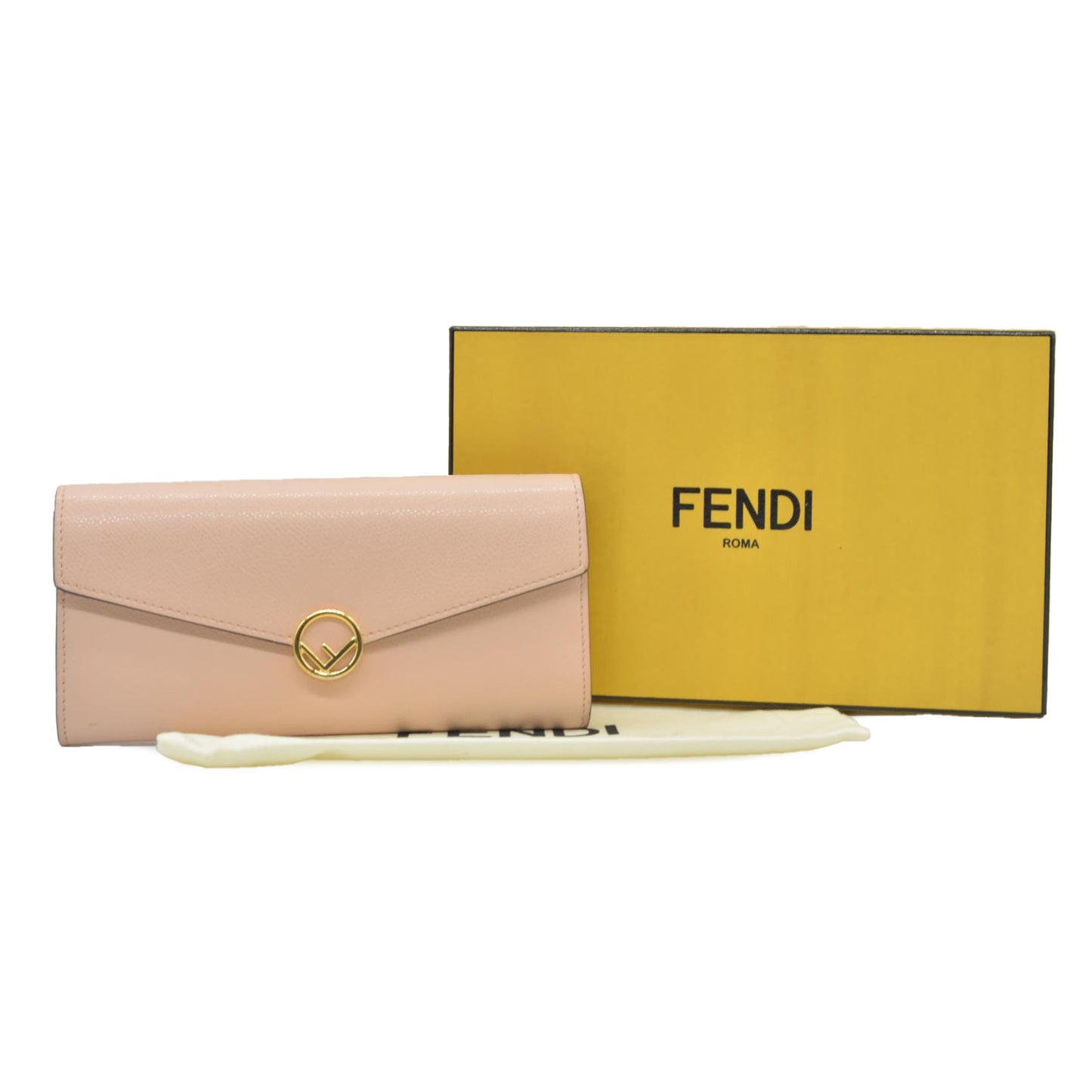 $795 FENDI Vitello Cruise F is Fendi Envelope Wallet Pale Pink