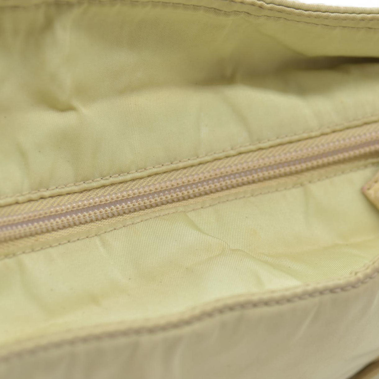 $2520 CONSIGNMENT PRADA Chain Shoulder Bag Nylon Beige