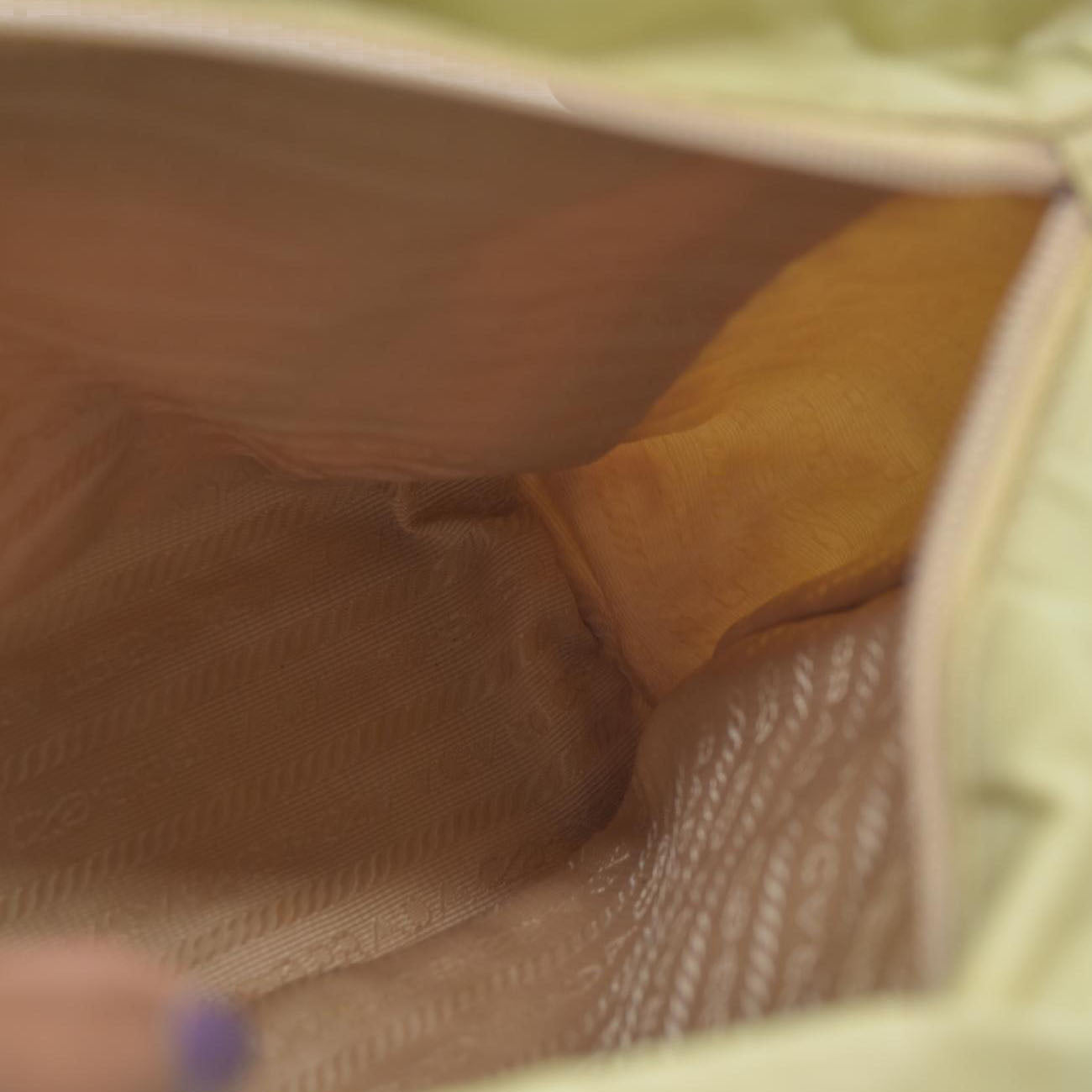 $2520 CONSIGNMENT PRADA Chain Shoulder Bag Nylon Beige