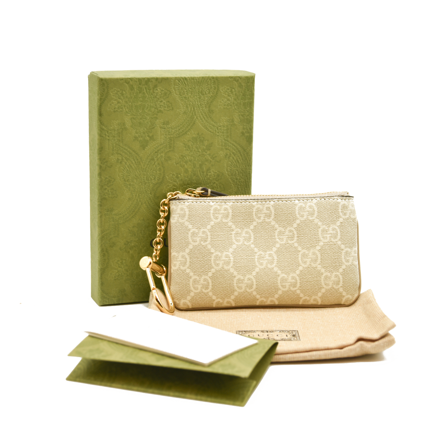 Gucci  GG Supreme Monogram Key Case Ecru Grigio