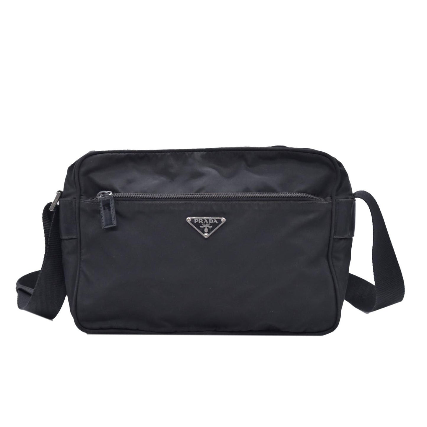 $2050 Prada Black Re-Nylon and Saffiano Shoulder Bag