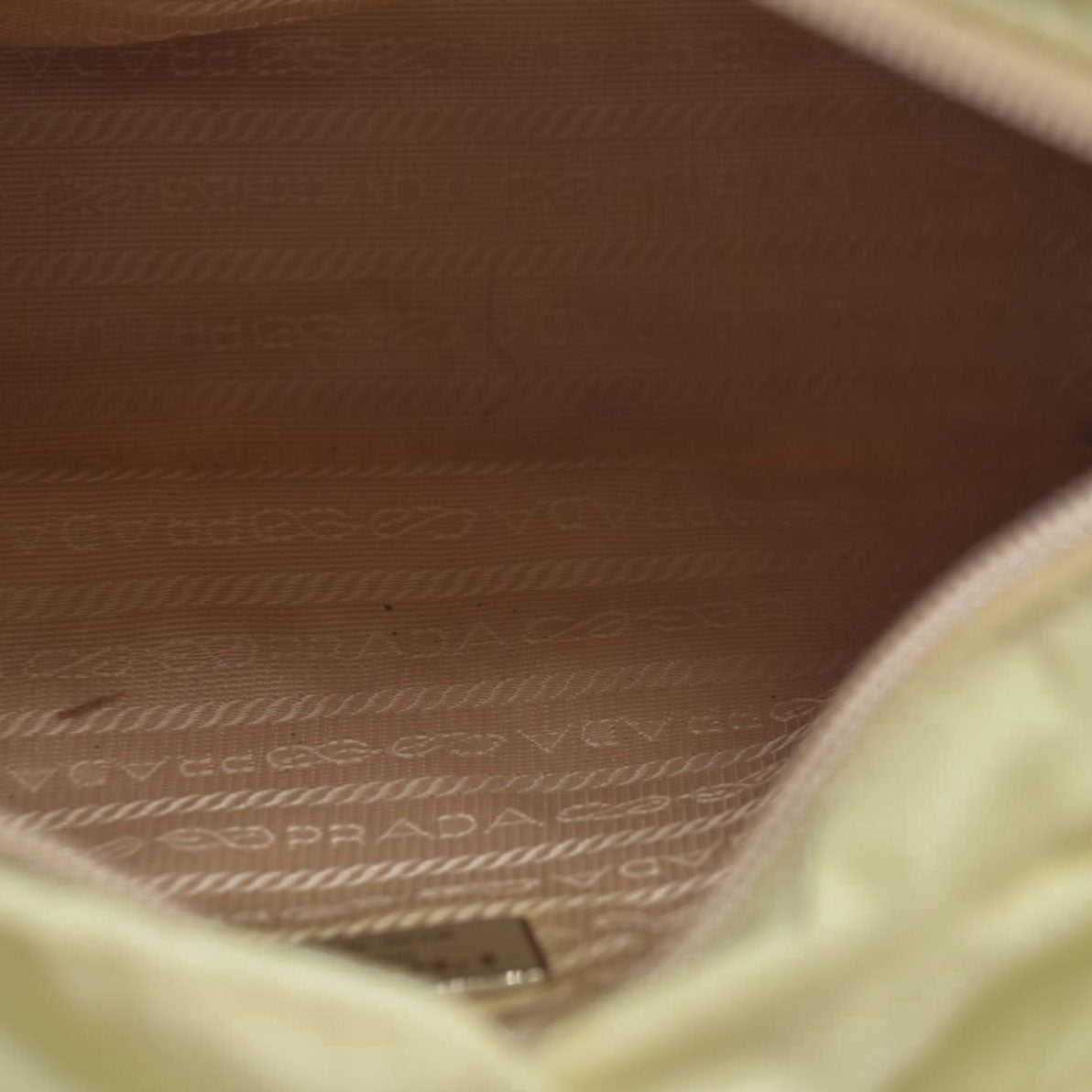 $2520 CONSIGNMENT PRADA Chain Shoulder Bag Nylon Beige