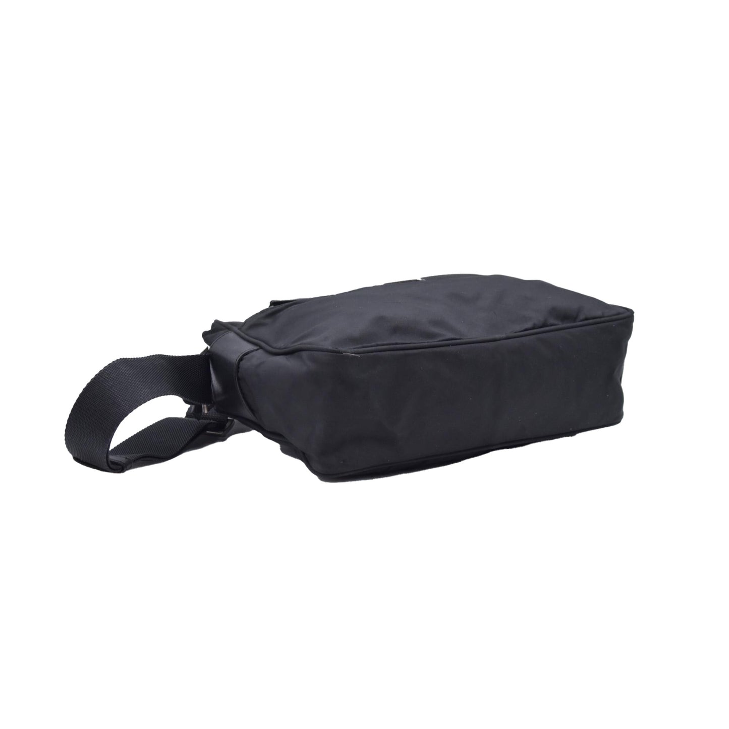 $2050 Prada Black Re-Nylon and Saffiano Shoulder Bag