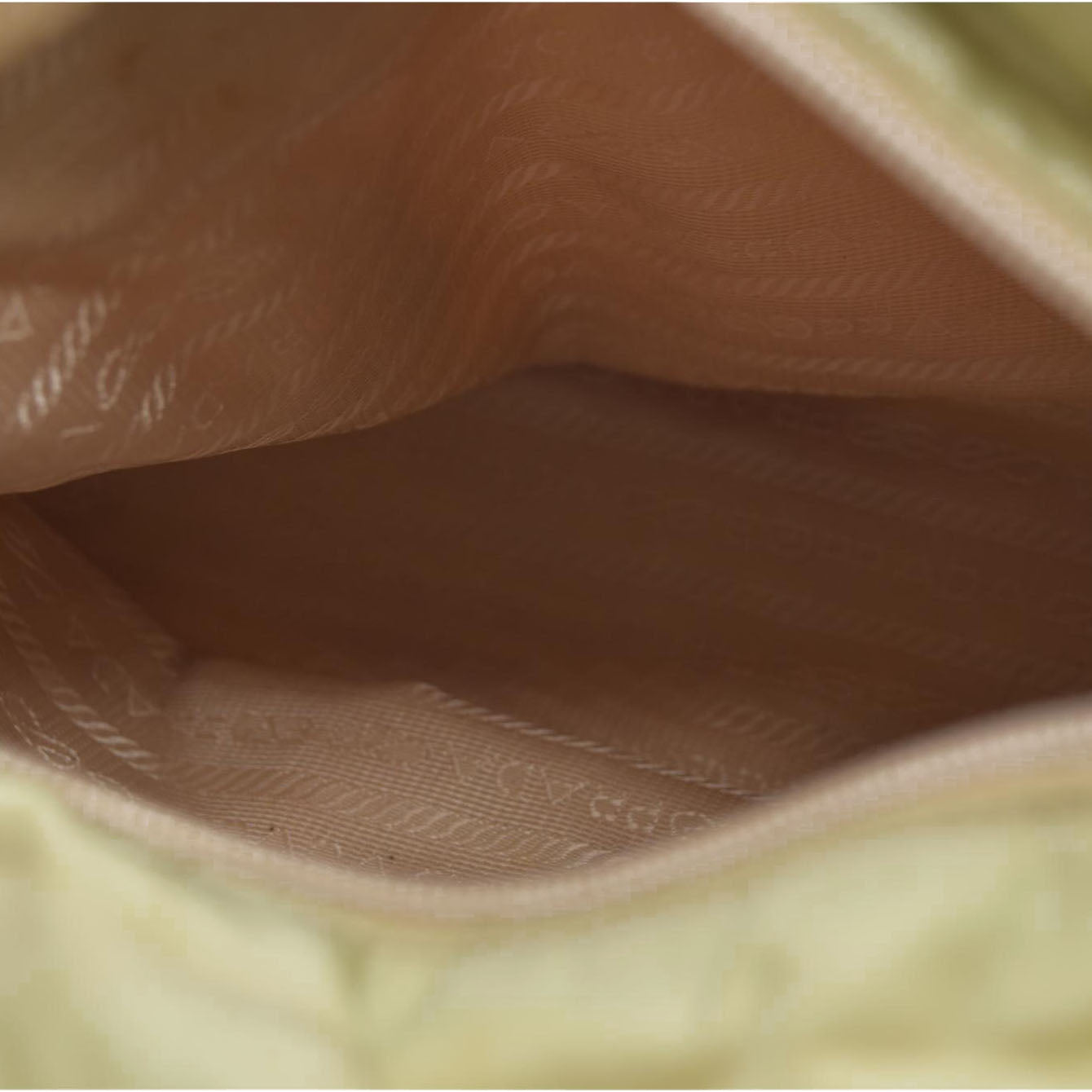 $2520 CONSIGNMENT PRADA Chain Shoulder Bag Nylon Beige