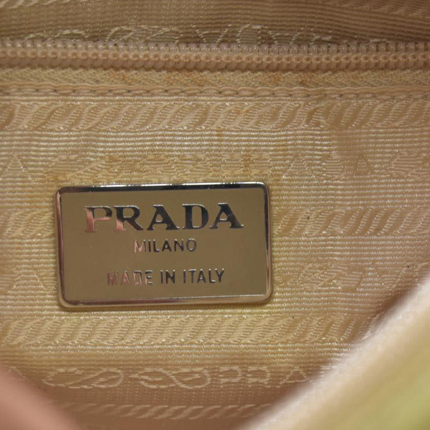 $2520 CONSIGNMENT PRADA Chain Shoulder Bag Nylon Beige