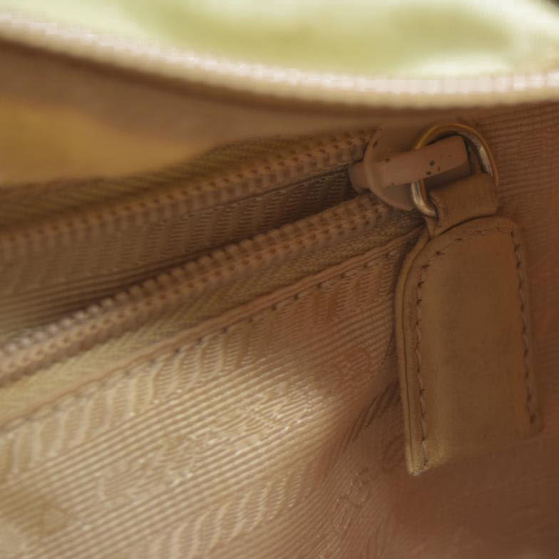 $2520 CONSIGNMENT PRADA Chain Shoulder Bag Nylon Beige