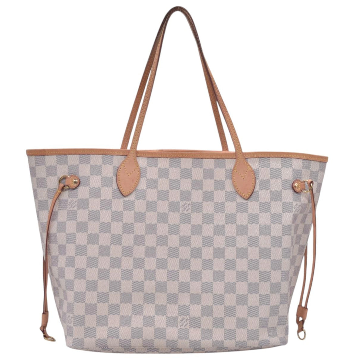 $2240 2018 Louis Vuitton Damier Azur Neverfull MM Rose Ballerine with Pouch 10021297
