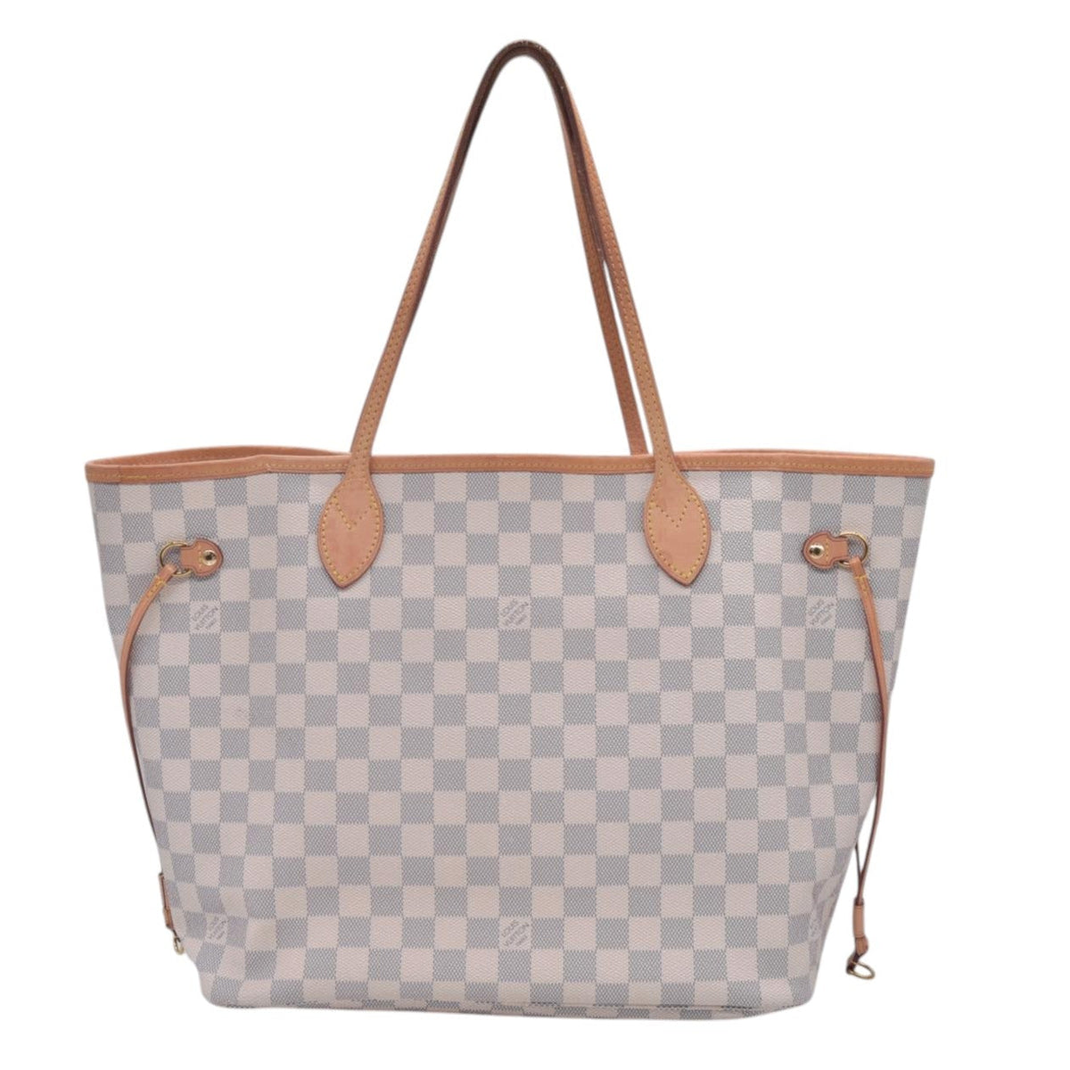 $2240 2018 Louis Vuitton Damier Azur Neverfull MM Rose Ballerine with Pouch 10021297