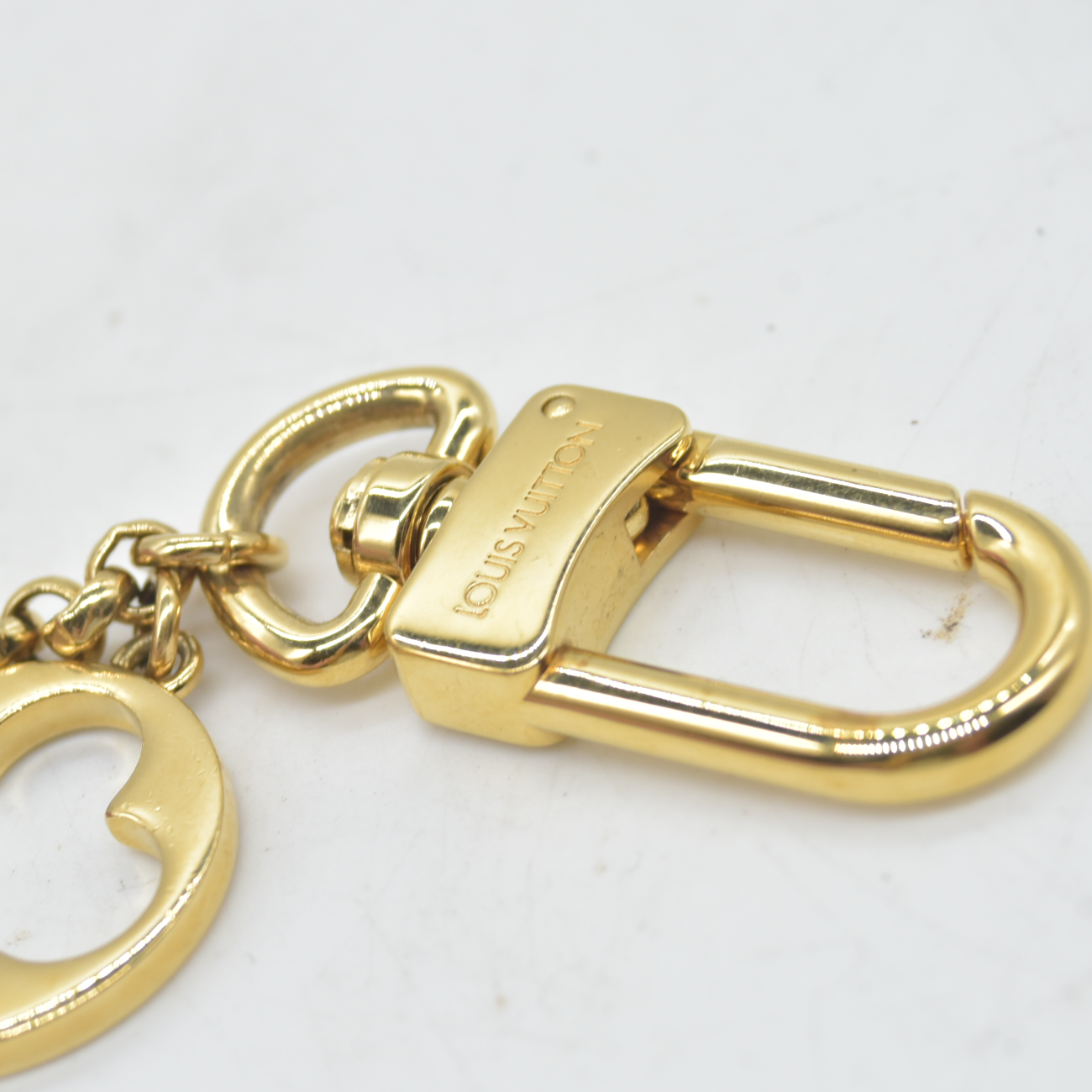 $655 Louis Vuitton M65111 Fleur de Monogram Bag Charm Key Holder Gold LV Keychain DP0194
