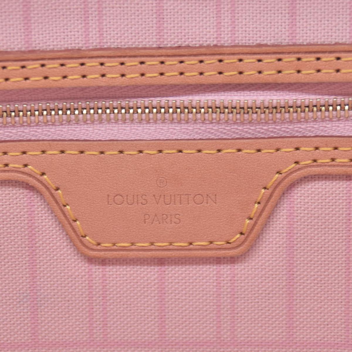 $2240 2018 Louis Vuitton Damier Azur Neverfull MM Rose Ballerine with Pouch 10021297