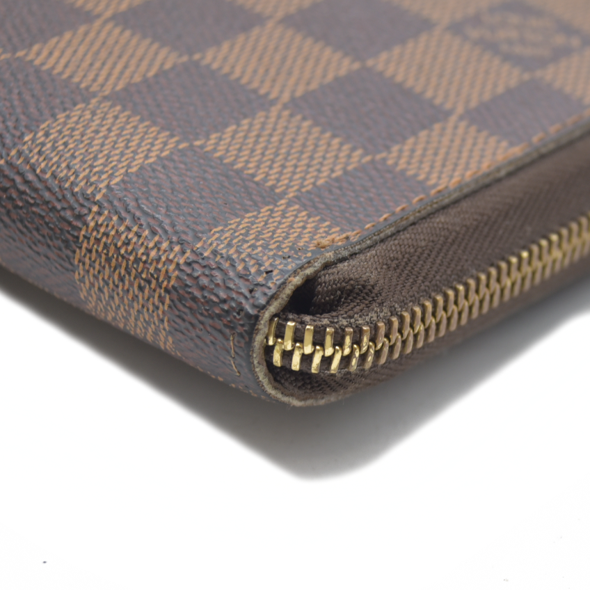 AUCTION $1060 Louis Vuitton Damier Zippy Zip Around Organizer Long Wallet Brown VI0036
