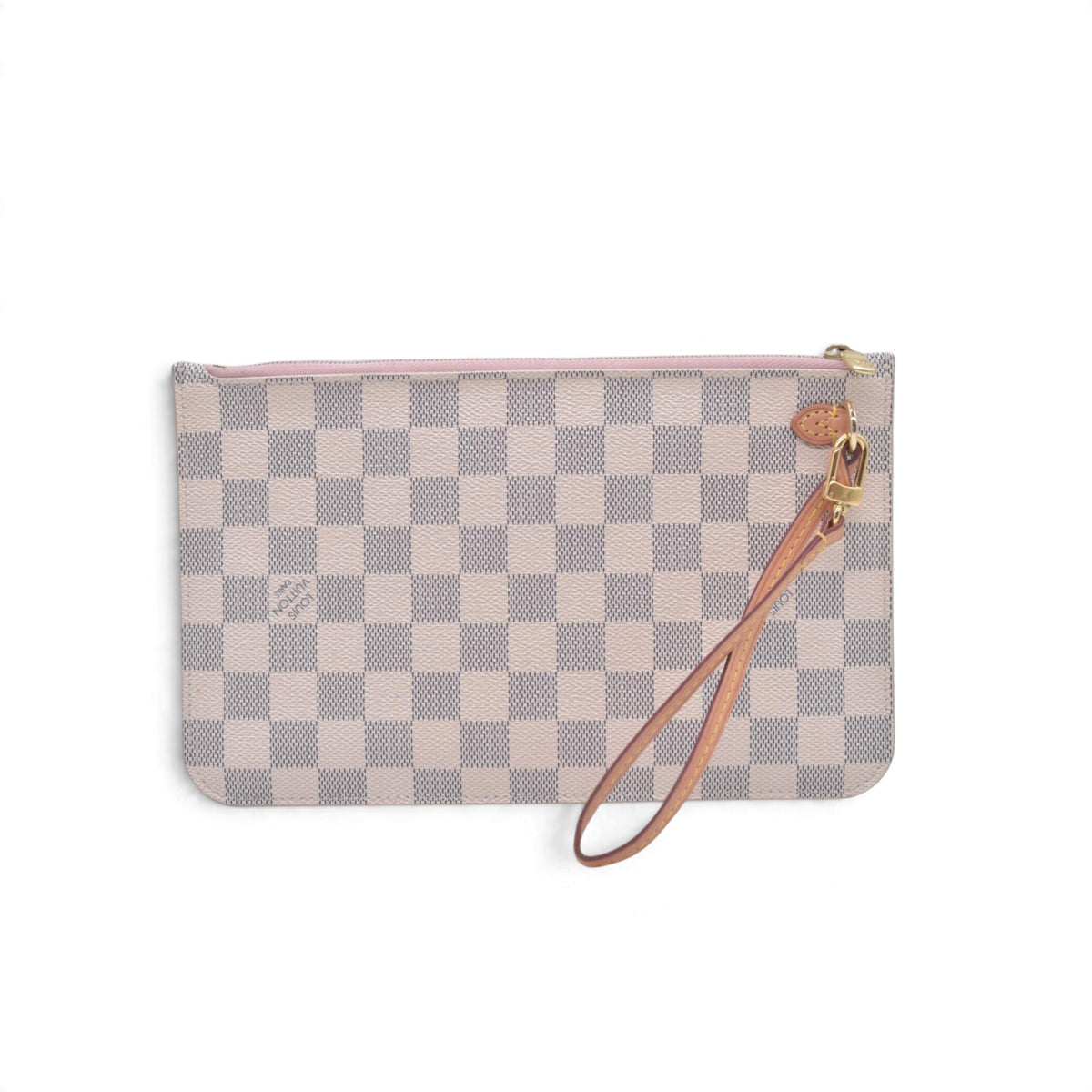 $2240 2018 Louis Vuitton Damier Azur Neverfull MM Rose Ballerine with Pouch 10021297