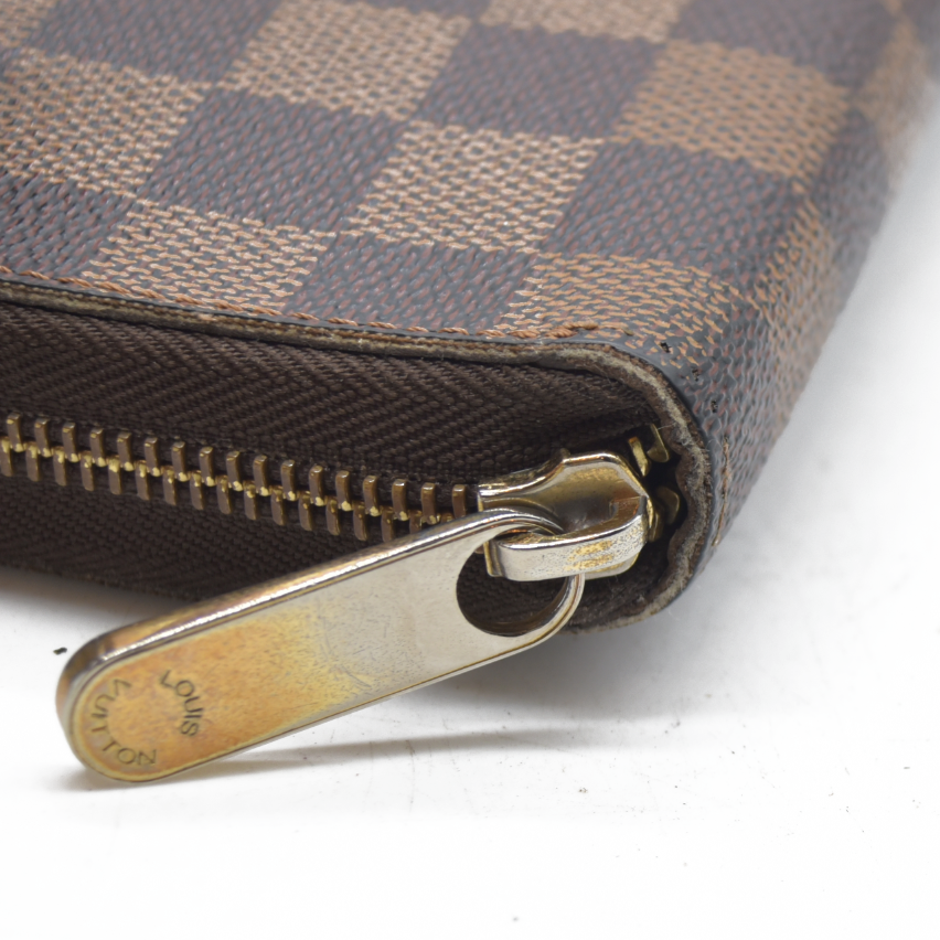 AUCTION $1060 Louis Vuitton Damier Zippy Zip Around Organizer Long Wallet Brown VI0036