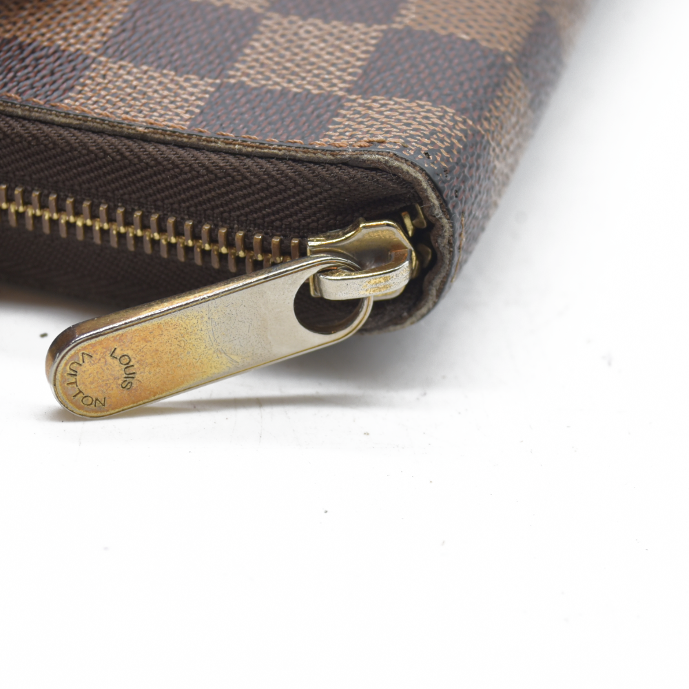 AUCTION $1060 Louis Vuitton Damier Zippy Zip Around Organizer Long Wallet Brown VI0036