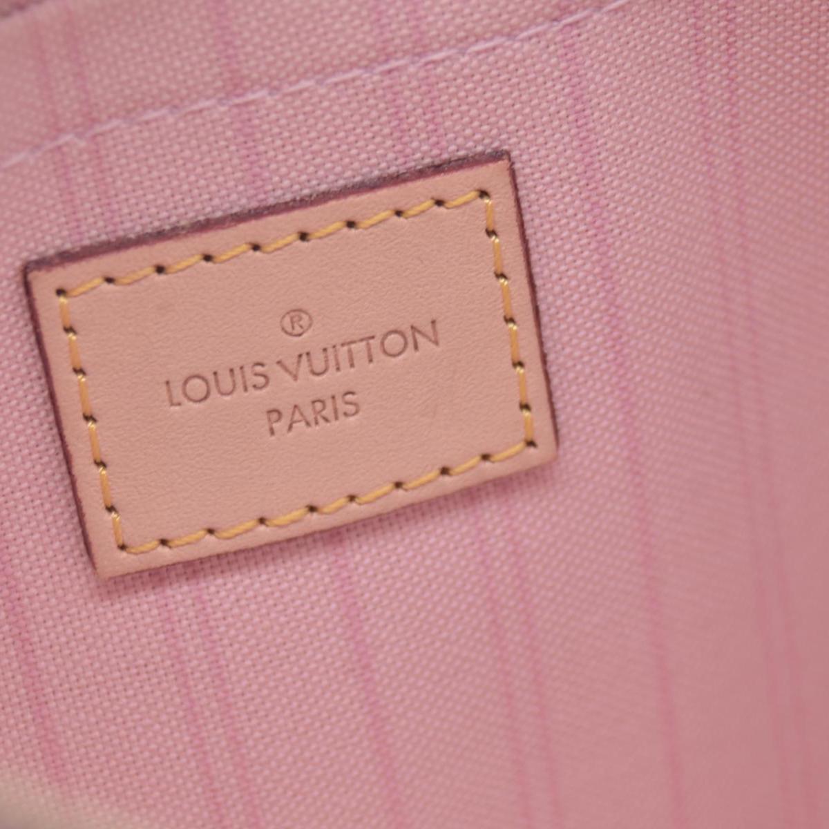 $2240 2018 Louis Vuitton Damier Azur Neverfull MM Rose Ballerine with Pouch 10021297