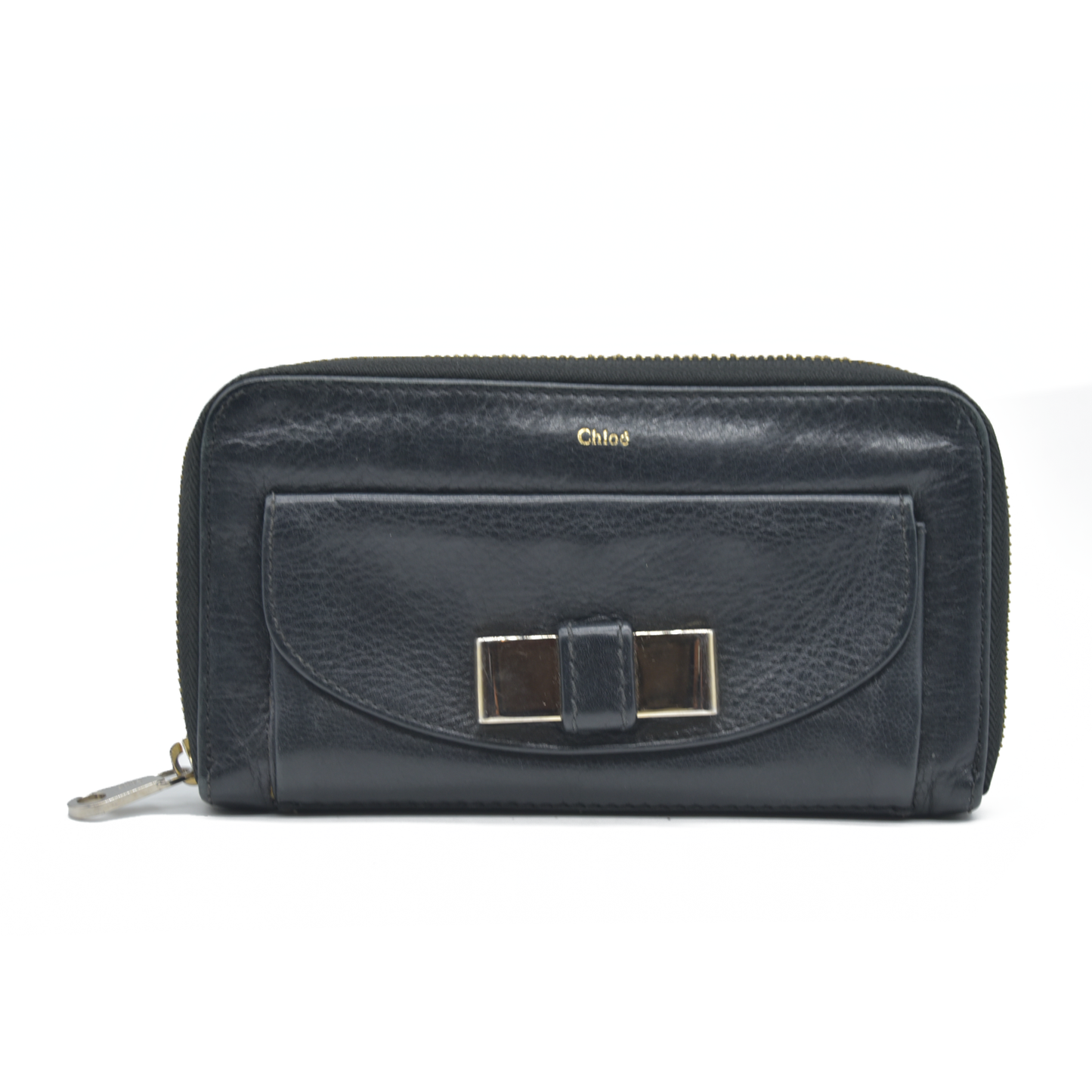AUCTION $550 Chloe Lily Leather Zip Around Long Wallet Purse Black
