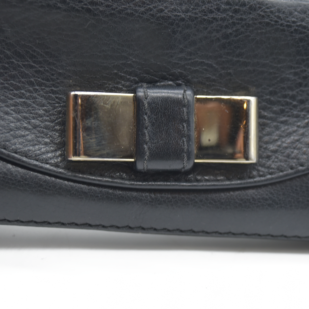 AUCTION $550 Chloe Lily Leather Zip Around Long Wallet Purse Black