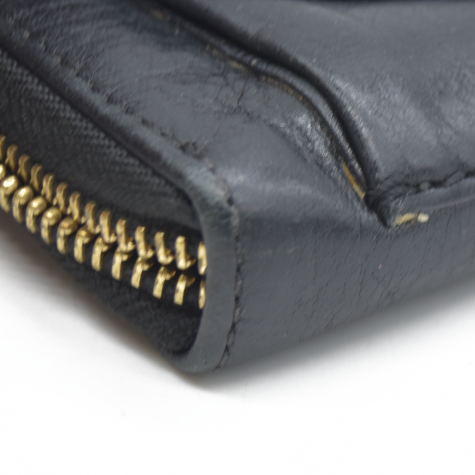 AUCTION $550 Chloe Lily Leather Zip Around Long Wallet Purse Black