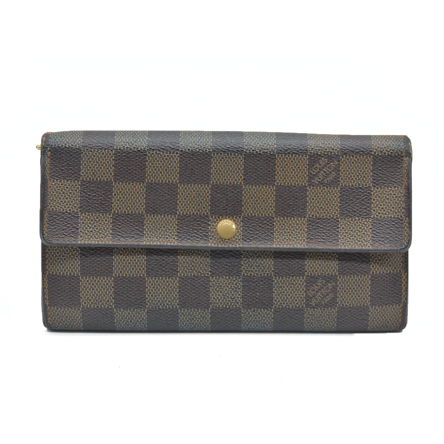 AUCTION $725 Louis Vuitton Damier Porte Feuille Sarah Long Bifold Wallet Brown CA0180