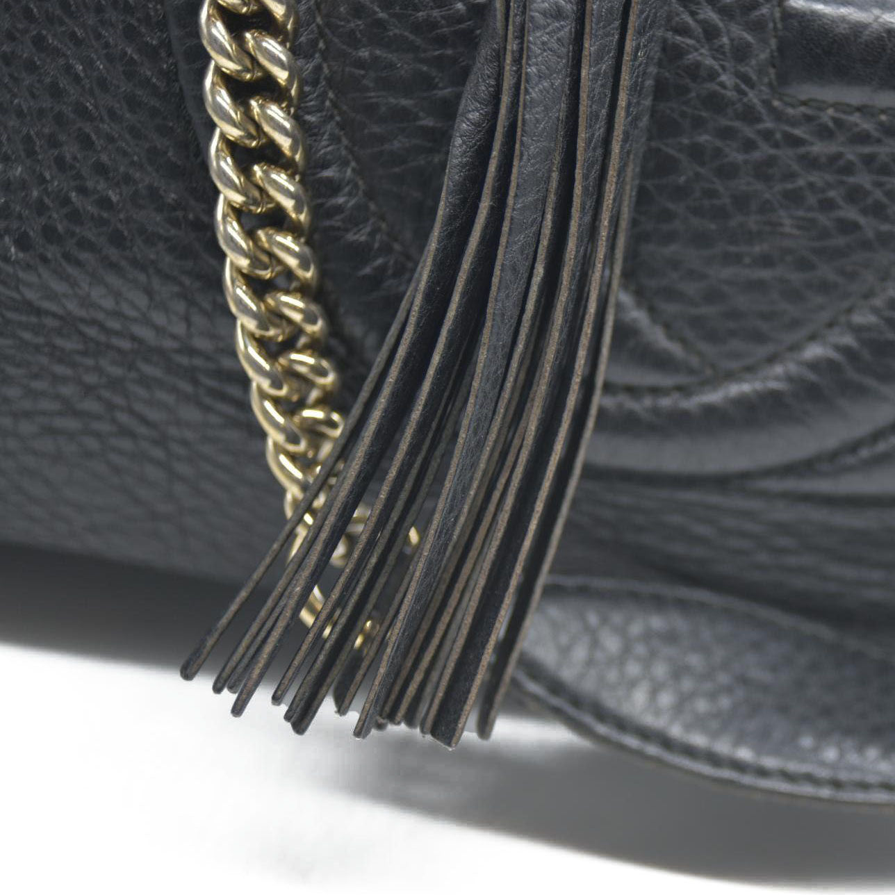 Gucci Pebbled Calfskin Medium Soho Chain Shoulder Bag Black