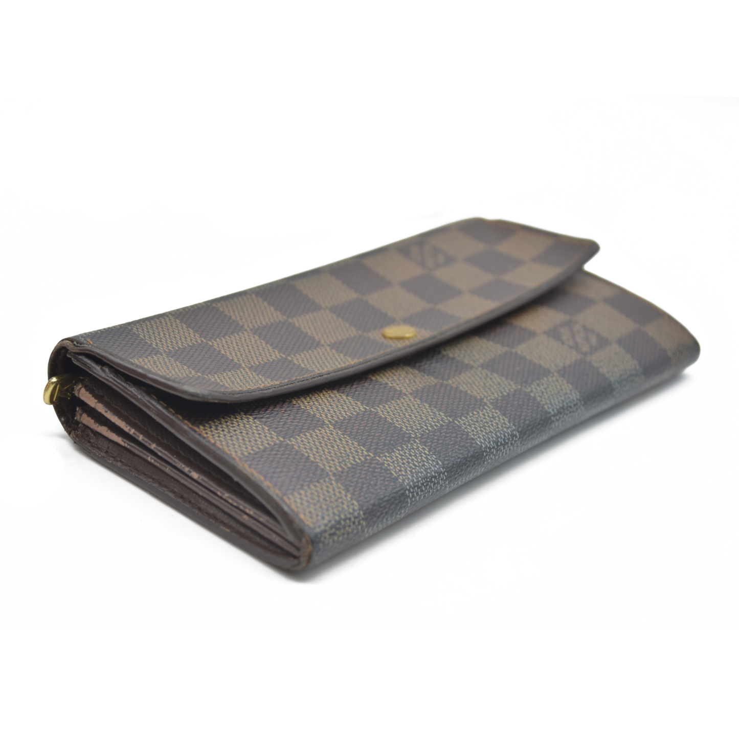 AUCTION $725 Louis Vuitton Damier Porte Feuille Sarah Long Bifold Wallet Brown CA0037