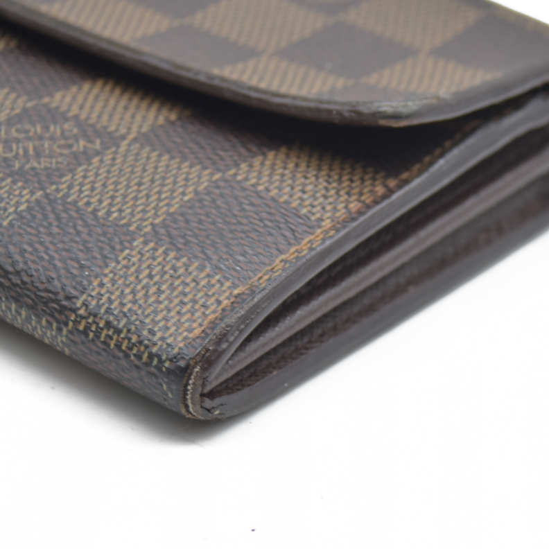 AUCTION $725 Louis Vuitton Damier Porte Feuille Sarah Long Bifold Wallet Brown CA0037
