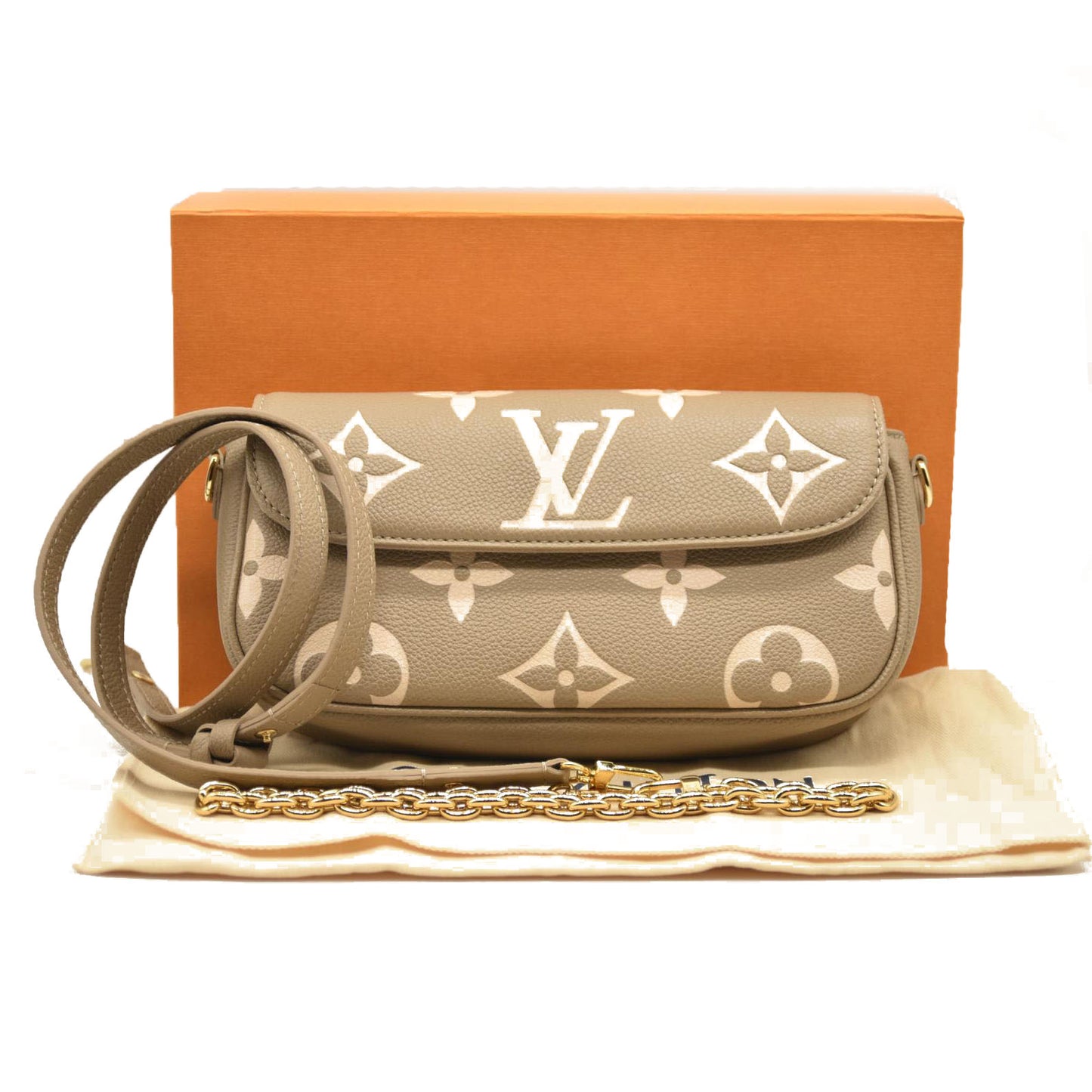 LOUIS VUITTON Empreinte Monogram Ivy Wallet On Chain Tourterelle Creme