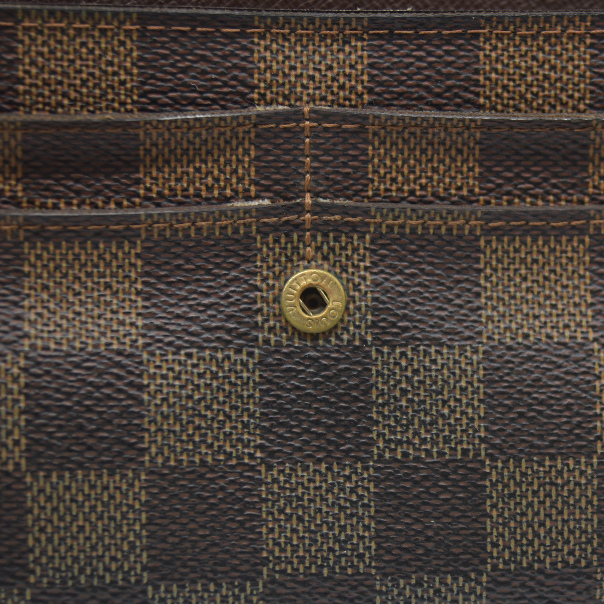 AUCTION $725 Louis Vuitton Damier Porte Feuille Sarah Long Bifold Wallet Brown CA0037