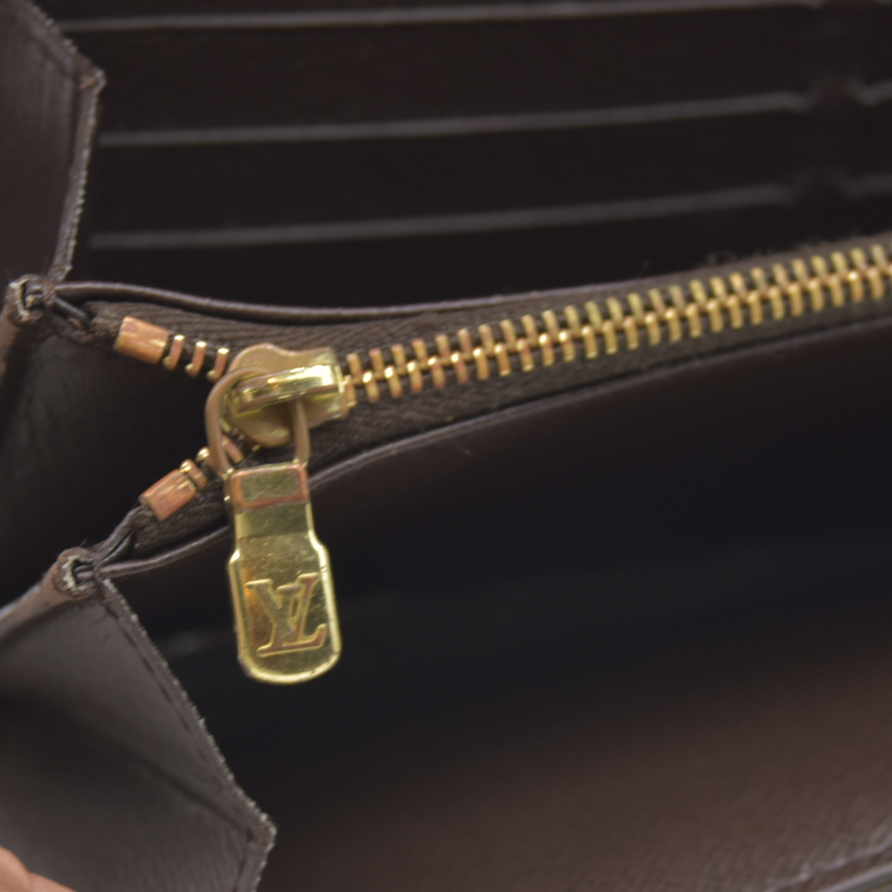 AUCTION $725 Louis Vuitton Damier Porte Feuille Sarah Long Bifold Wallet Brown CA0180