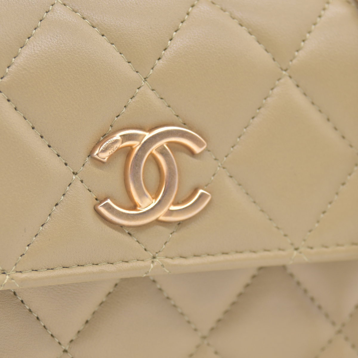 $3450 2021 Chanel Lambskin Quilted Chain Top Handle Clutch With Chain Sage Green 10021371