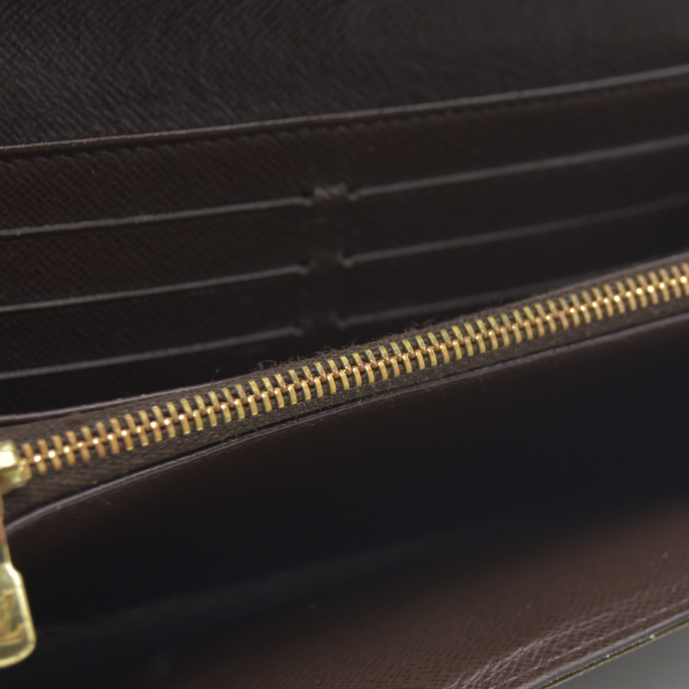 AUCTION $725 Louis Vuitton Damier Porte Feuille Sarah Long Bifold Wallet Brown CA0180