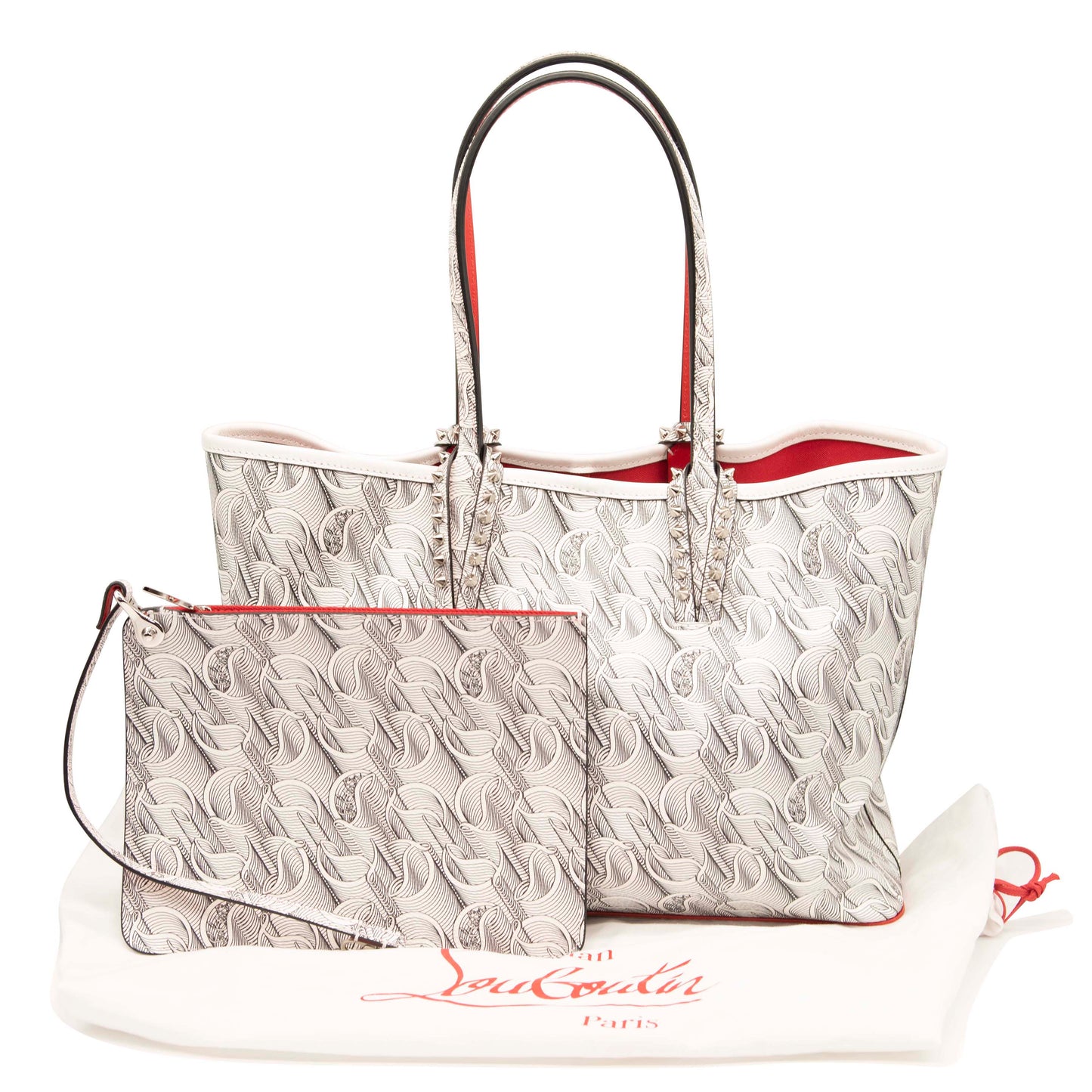 NEW Christian Louboutin Small Cabata Toile Monogram Tote White